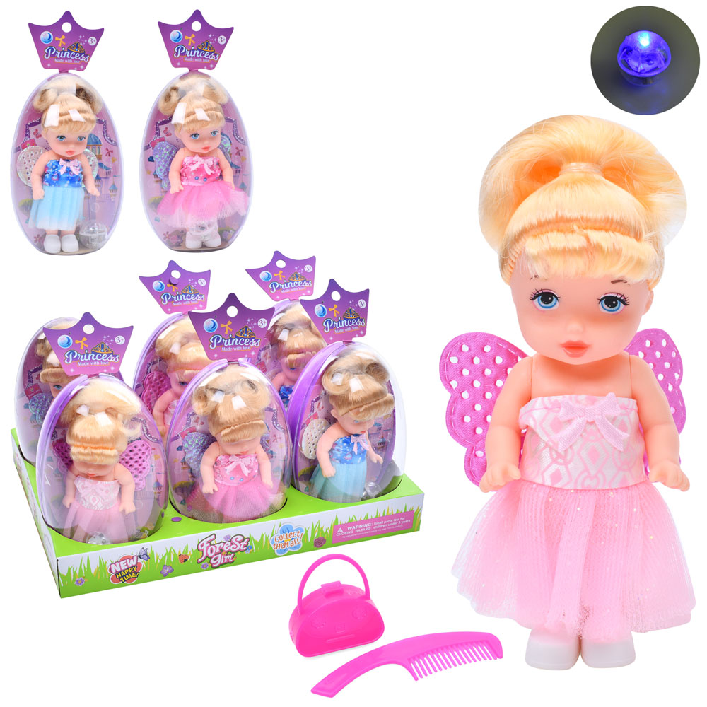 Лялька DH2330 фея,з крилами,аксесуари,в яйці,світло,бат.(таб.),6шт.(3 види) в диспл.,27,5-14-19см.