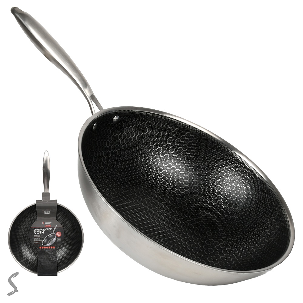 Пательня WOK з антипригарним покриттям "Соти" d32*9см інд. дно, 10385-32