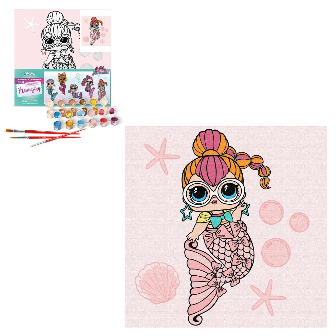 Картина за номерами (в обкладинці) для дітей "L.O.L. Surprise! Mermaids Neon QT" 40х40см