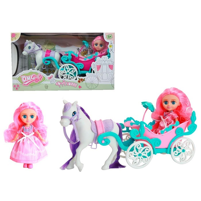 Карета RR015 конячка, лялька, шарнірна, кор., 32-18-10,5 см.