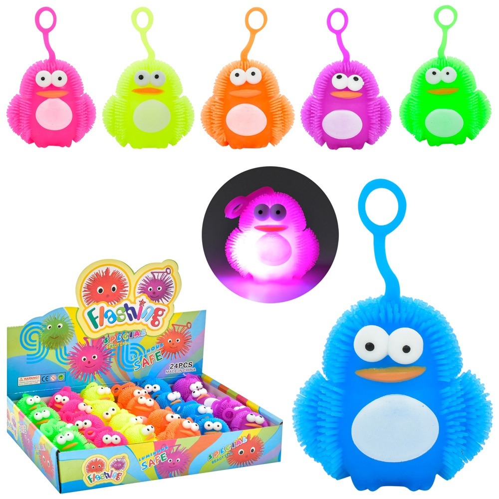 Їжачок MS  3575 антистрес, пiнгвiн, 6 кольорiв, 24 шт. в диспл., свiтло, 32-21-6 см.