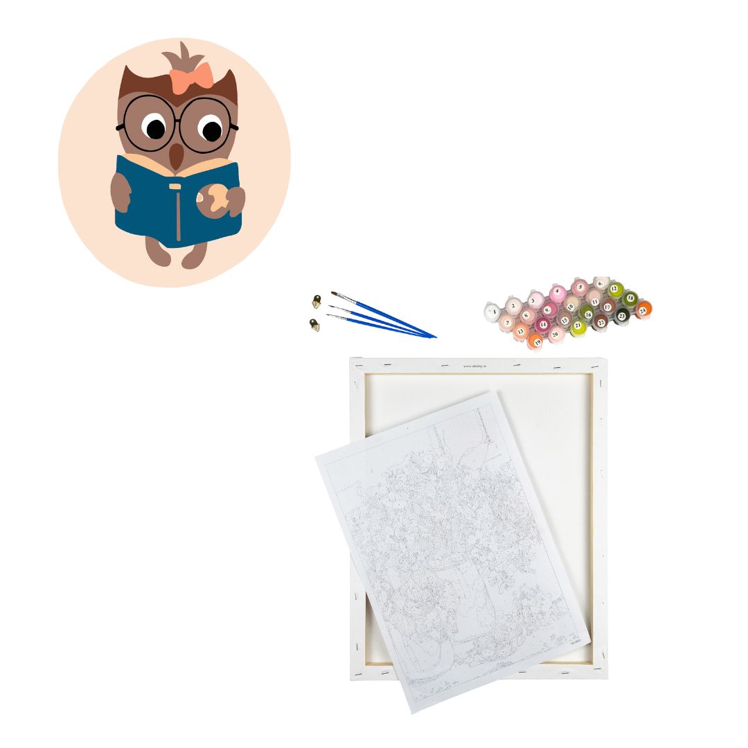 Набір для розпису по номерах Нічна мудрість Strateg розміром 20х20 см (HH7104)