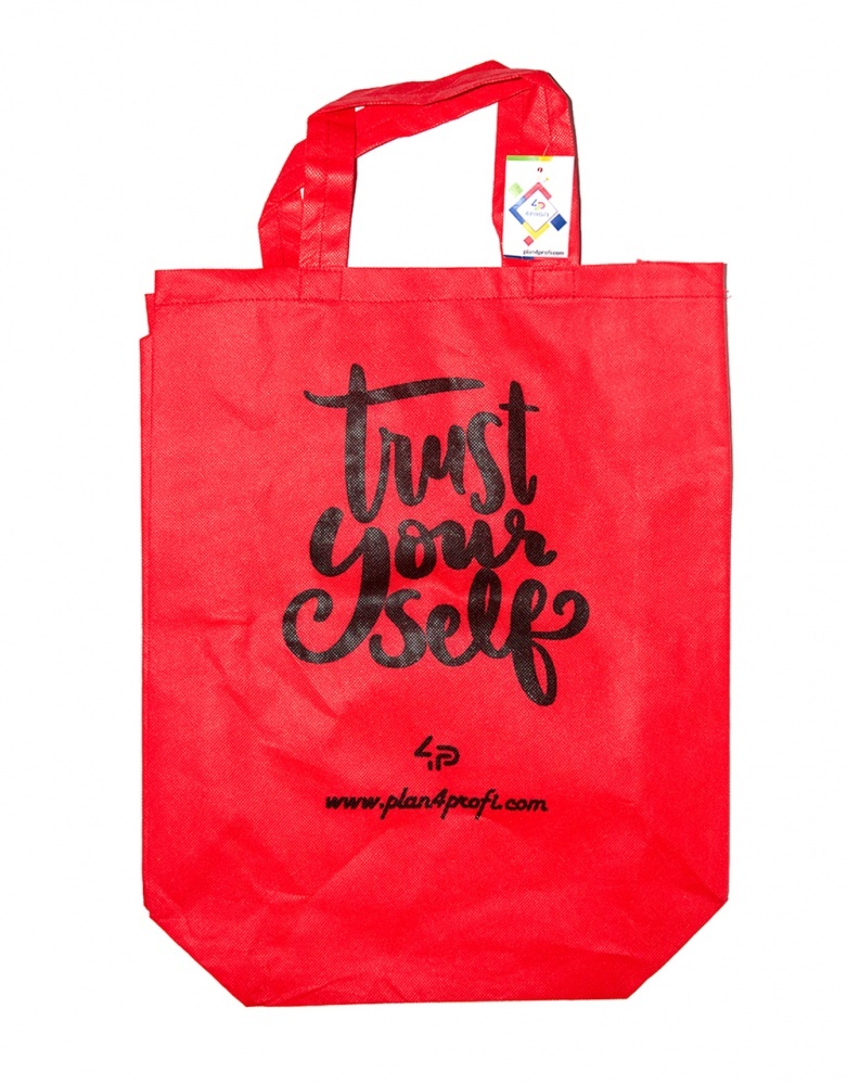 Сумка зі складним боком червона (спанбонд) 35х45 см з принтом