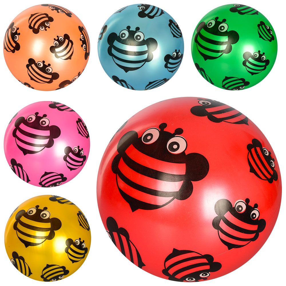 М'яч дитячий MS 1903 9 дюймів, бджола, малюнок, 60-65г, 6 кольорів.