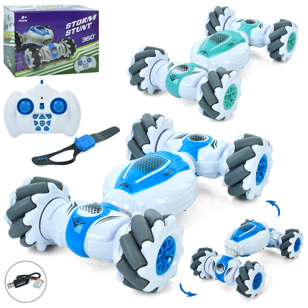 Машинка S-012 радіокер., пульт 2шт.(1шт.- браслет), акум., трюкова, 2 кольори, USB, кор., 21-16-9 см