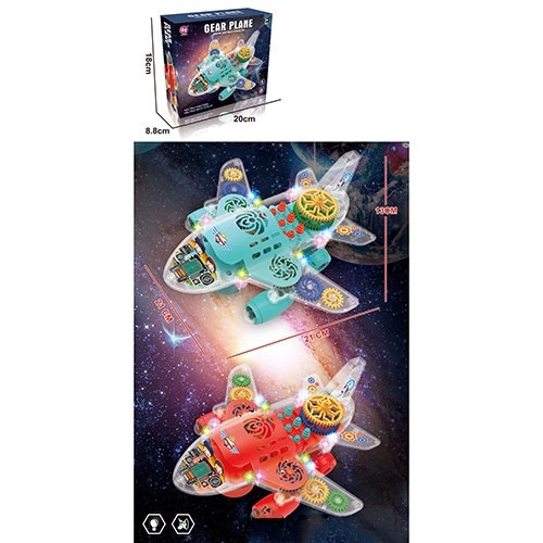 Літак HJ628 шестерінки, їздить, 2 кольори, муз., світло, бат., кор., 20-18-8,5см.