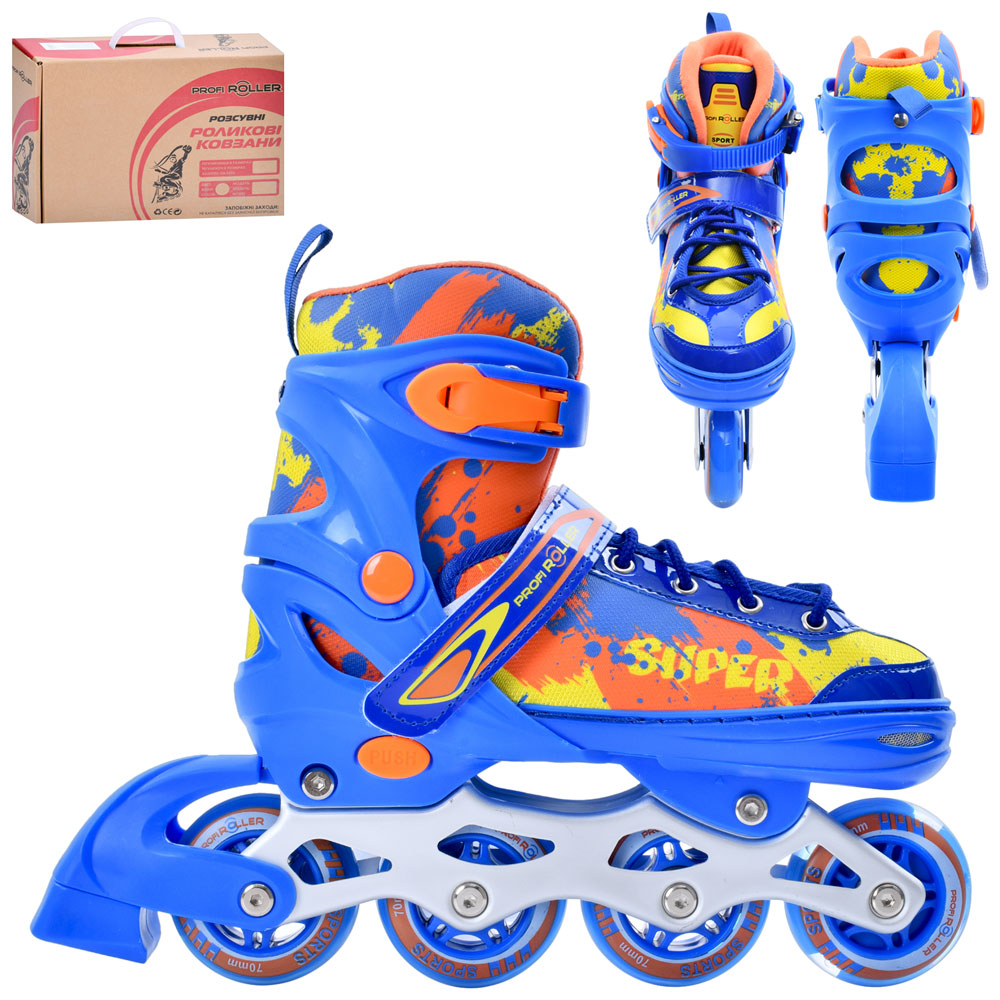 Ролики A 4149-M-BL (35-38) розсув.,шнур.+бакля,ал.рама,кол.ПУ70мм,світло,устілка,синій,кор.,37-27,5