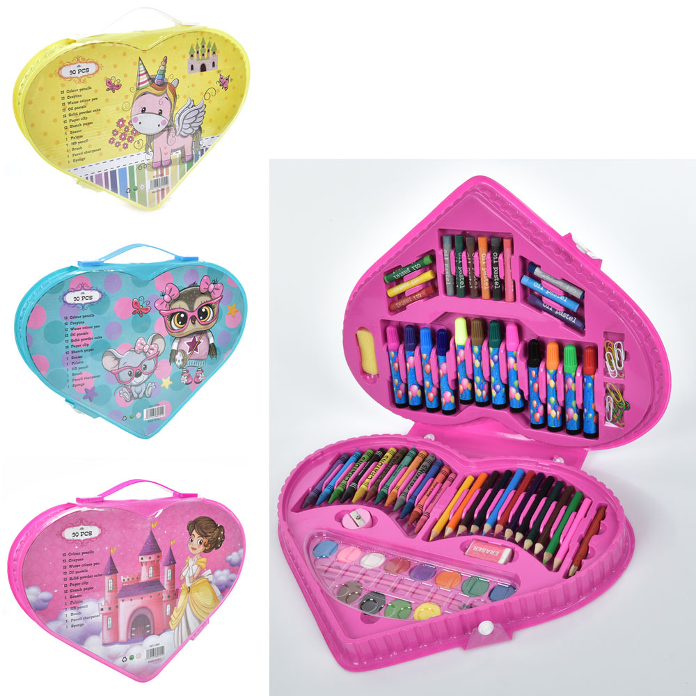 Набір для творчості MK 5120 акварел.фарби,фломаст.,олівці,воск.крейда,90предм.,3види,пенал,34,5-26-4