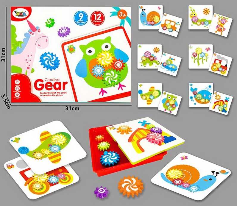 Фотография 1 товарной позиции интернет-магазина детских игрушек www.smarttoys.com.ua Мозаїка 66825 (48/2) 12 карточок, 9 шестерень, платформа, у коробці