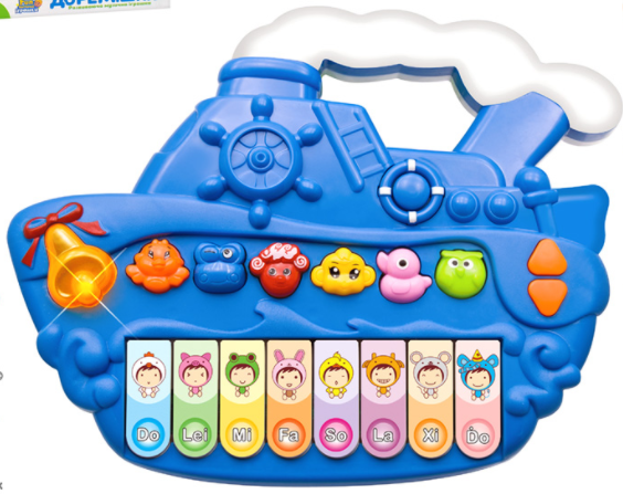 Піаніно FT 0023 ABCDEF звуки тварин, 6 видів, муз. (УКР.), світло, бат., кор., 24-25-5 см.