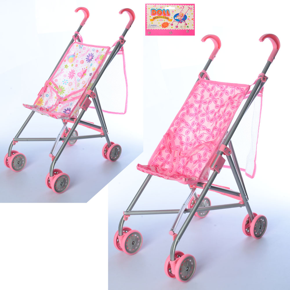 Візок 9302 W-B для ляльки, мет., парасолька, подвійні колеса, поворот, сітка-сумка, 64-13-12 см. 