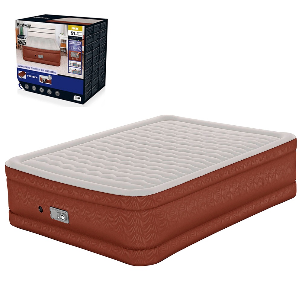 Велюр ліжко BW 69160, вбудований насос,220V,порти USB-A /USB-C,сумка для збер.,до 350кг.203-152-51см