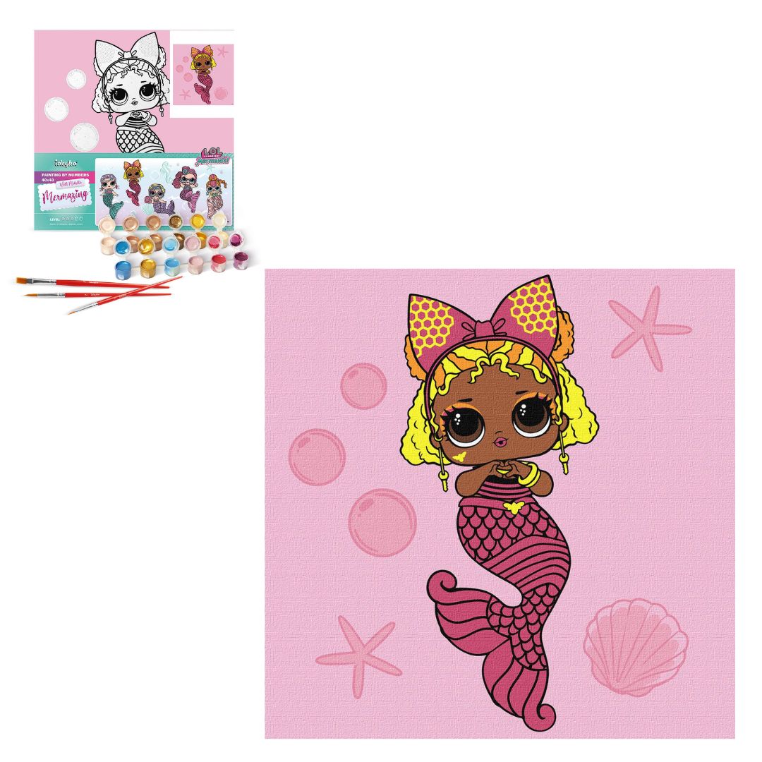 Набір для розпису по номерах для дітей "L.O.L. Surprise! Mermaids Queen Bee" 40х40см
