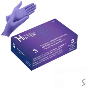 Рукавички нітрилові S Hoffen 3.5г нестерильні текстуровані б/п 50пар/уп, HFN-17302S