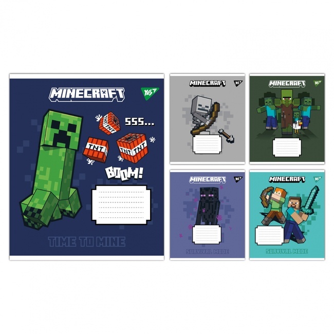 А5/12 кл. Yes Minecraft Signs, зошит учнівський шкільний
