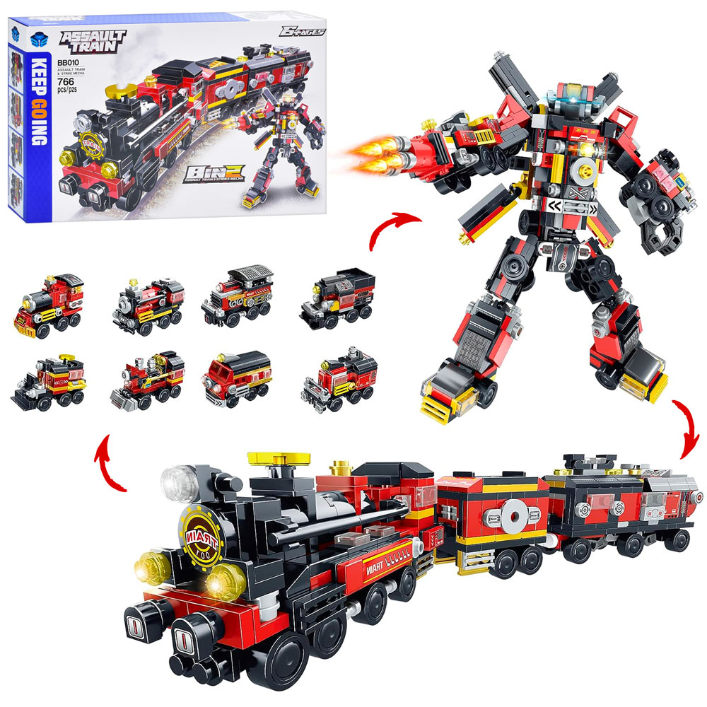 Конструктор BB010 залізничний транспорт, 8в2 (робот-потяг), 766 дет., кор., 42-27-6,5 см.