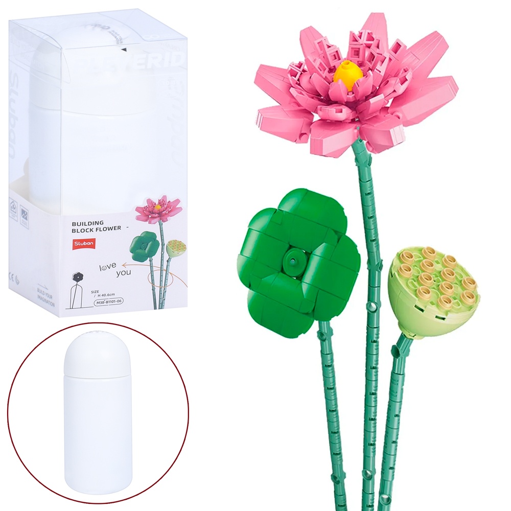 Конструктор SLUBAN M38-B1101-06 квіти, лотос, колба, кор.(бліст.), 9,5-22-9,5 см.