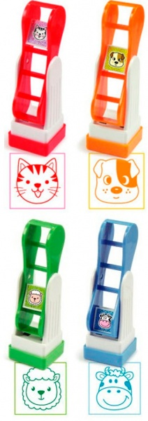 Штампи дитячі "Домашні тваринки", 4 види в дісплеї/24/