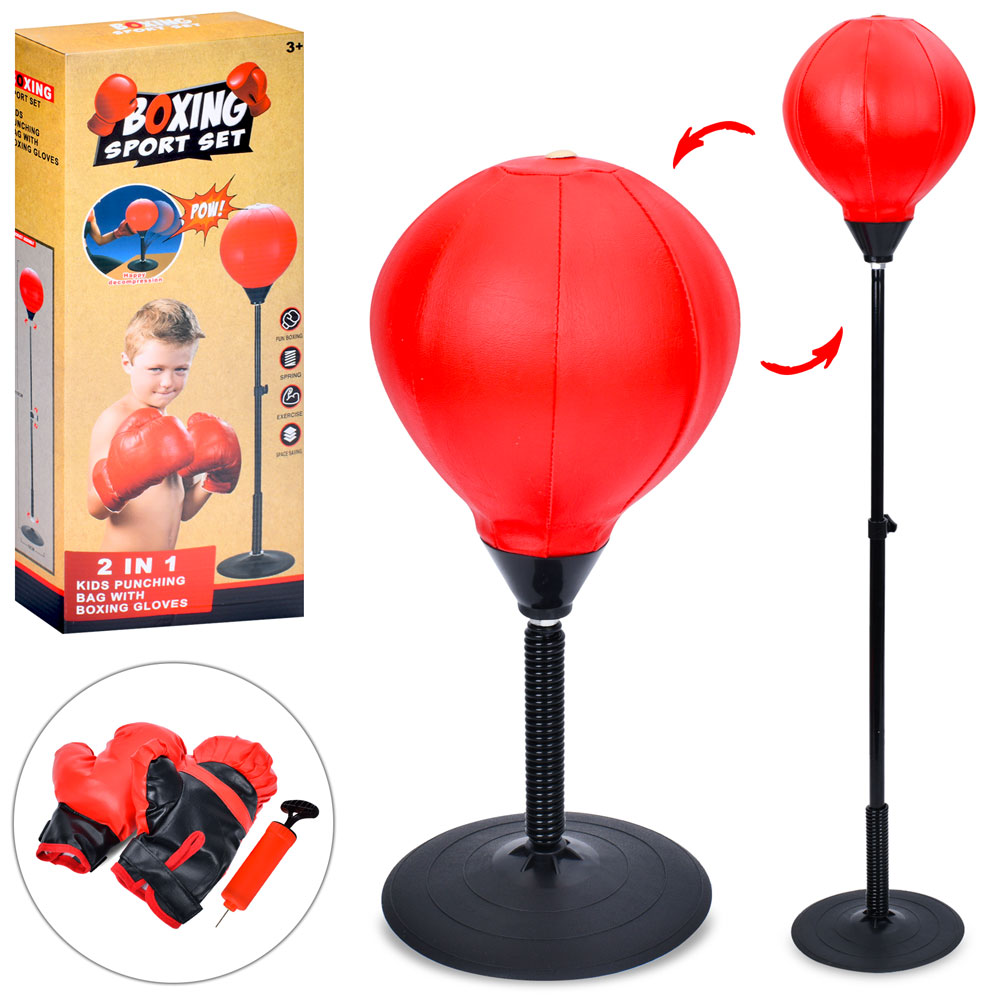 Боксерський набір MR 1245-1 2в1 груша на стійці (метал),настільна груша,2перчатки,насос,кор.,19-45-9