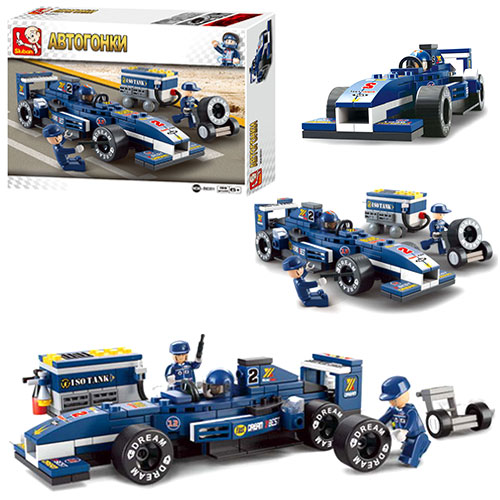 Конструктор SLUBAN M38-B0351 "Автоперегони": машинка, фігурки 2 шт., 196 дет.