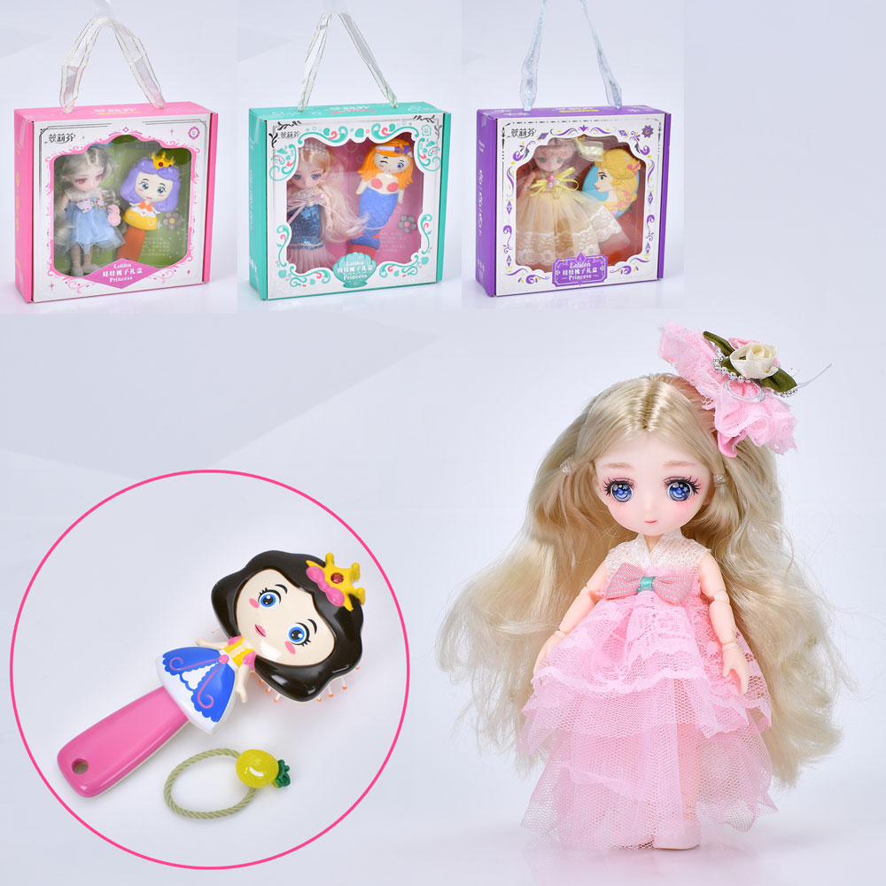 Лялька 5021 шарнірна, гребінець, 4 види, кор., 20-19-6,5 см.