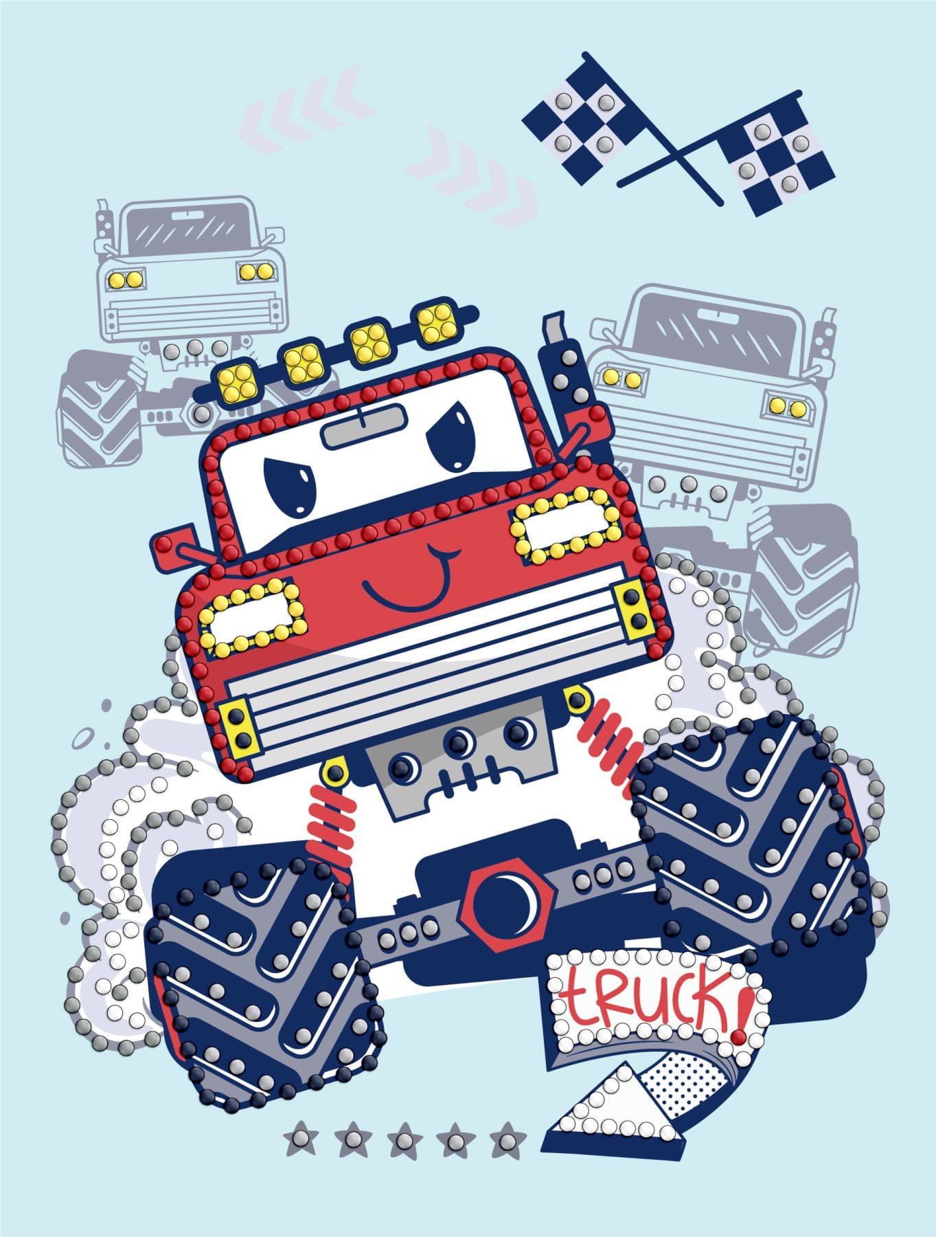 Набір з алмазною мозаїкою (вибірковою) "Червона машинка" 15x20см