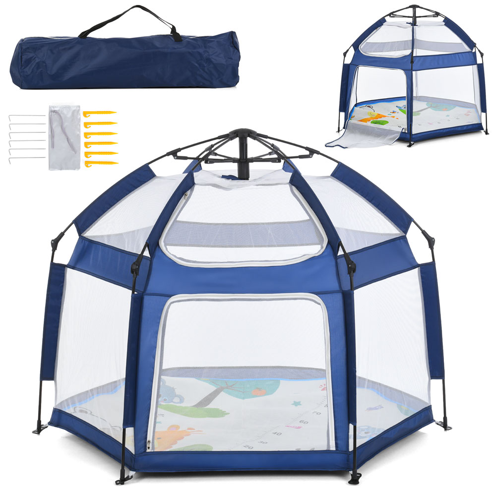 Намет MR 1512 Sapphire Blue автомат.,каркасний,вхід-застібка-блискавка,стіни-сітки,килим,синій,136