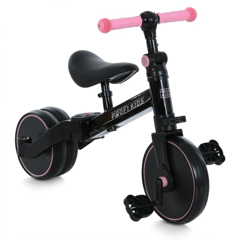 Велосипед-біговел дитячий PROFI KIDS 10/8д. MBB 1008 pink 3в1,3 кол.,стал. рама,вилка,чорн-рожевий