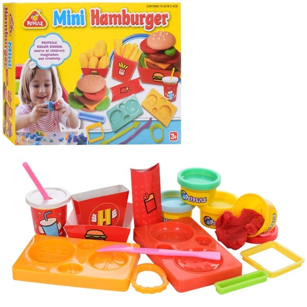 Тісто для ліплення 6816 гамбургер, 4 кол. (баноч. з криш.),аром.,формочки,інструм.,кор.,25-18-6,5см.