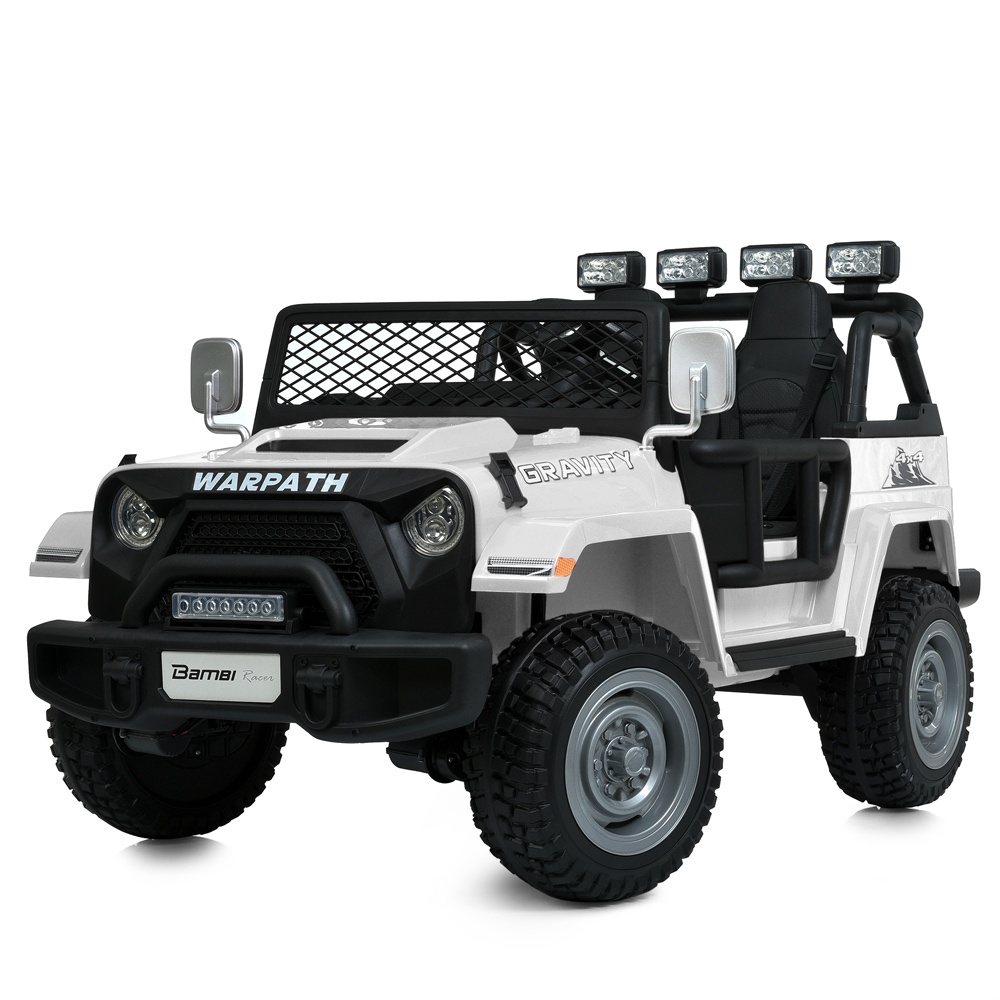 Джип M 6108EBLR-1(24V) радіокер.2,4G, 4мот. 90W,1акум24V7AH,EVA,USB,BT,світло,муз,шкіра, білий