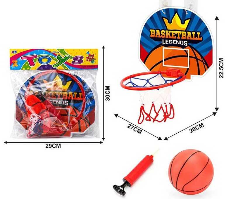 Фотография 1 товарной позиции интернет-магазина детских игрушек www.smarttoys.com.ua Баскетбол 010-17 (144/2) м'яч, насос, щит з кільцем, у пакеті