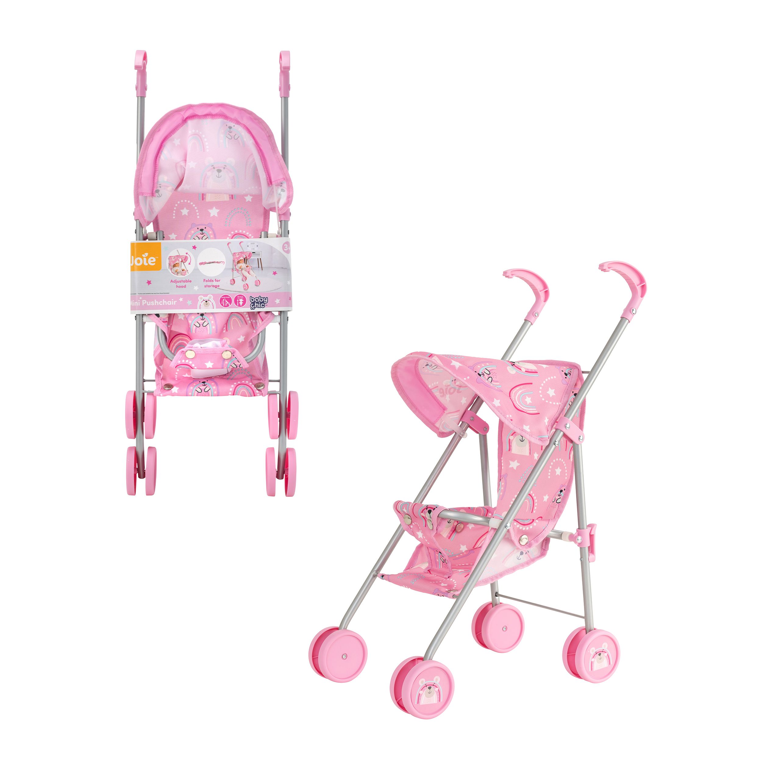 Візок 1424049 (12шт) для ляльки, прогулянковий, метал, колеса пластик, карт.обгортка, 26-67-7,5 см.