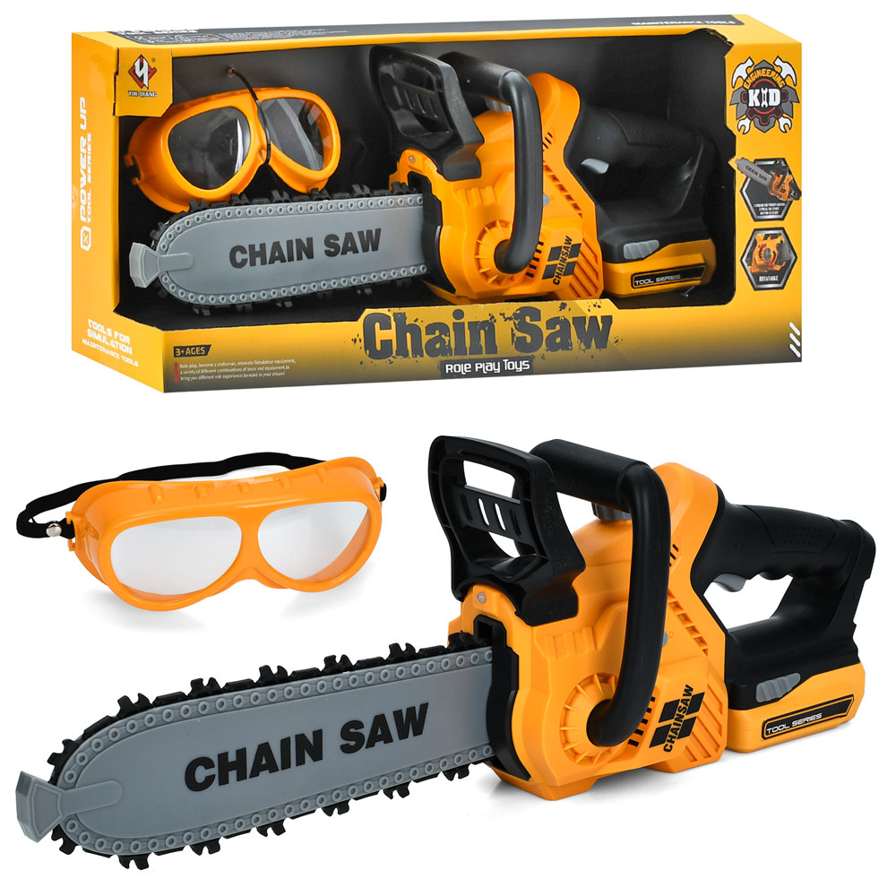 Набір інструментів T058 пила, рухлива стрічка, окуляри, муз., світло, бат., кор., 47-20-11,5 см.