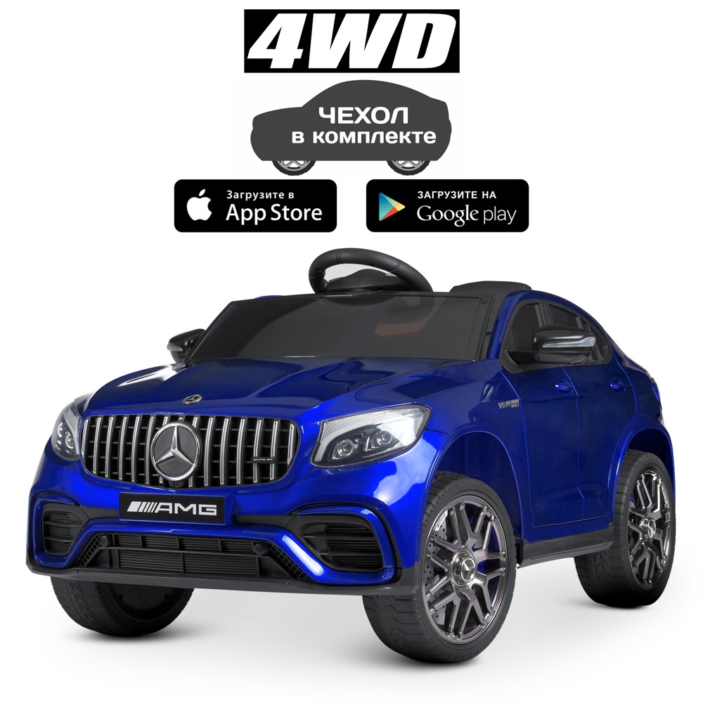 Машина M 4140EBLRS-4 радіокер.2,4G, 4мот.30W, 1акум.12V9Ah, шкір.сидін., кол.EVA,TF,USB, фарб.синій.