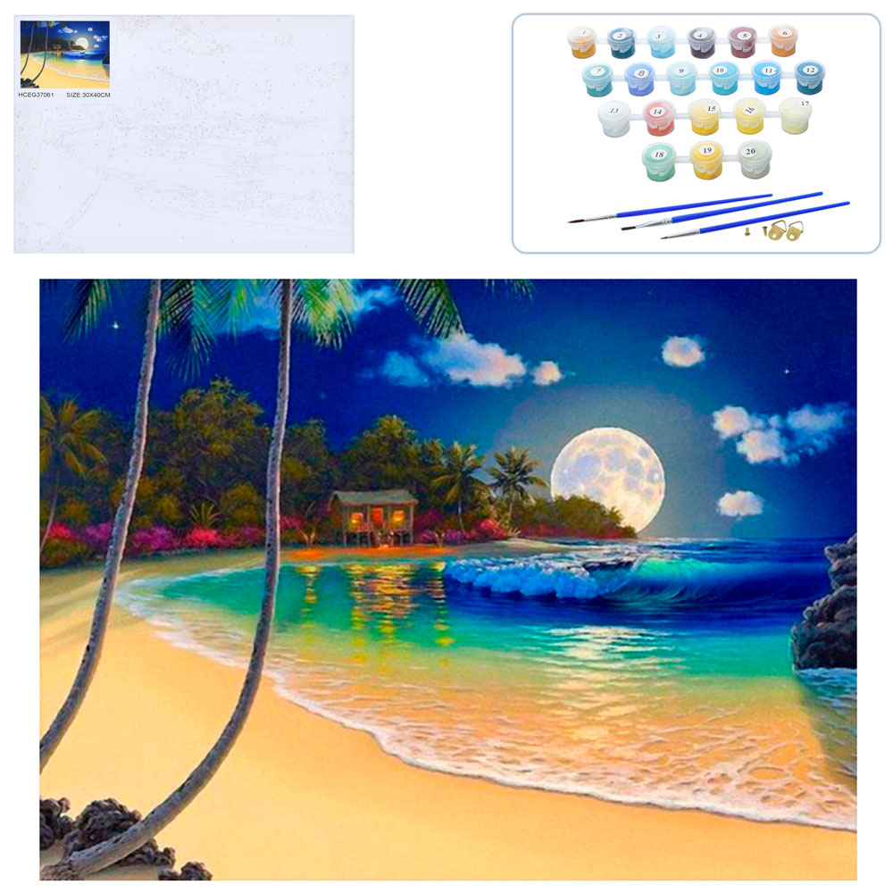 Набір для творчості МК 5326 картина за номерами, Ніч у тропіках, кул., 30-40-2 см.