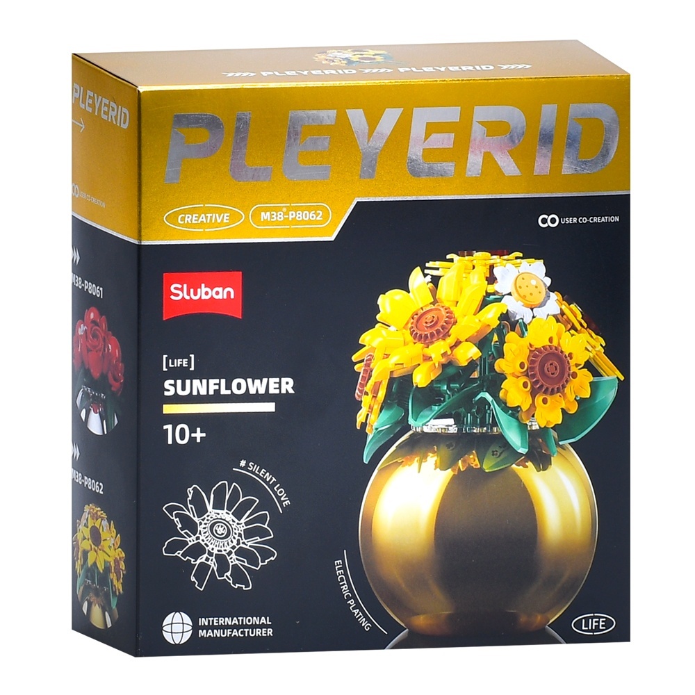 Конструктор SLUBAN M38-P8062 квіти у вазі, соняшники, кор., 22,5-24-8 см.