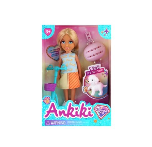 Лялька 606025 самокат, шлем, собачка, кор., 12-16-5 см.