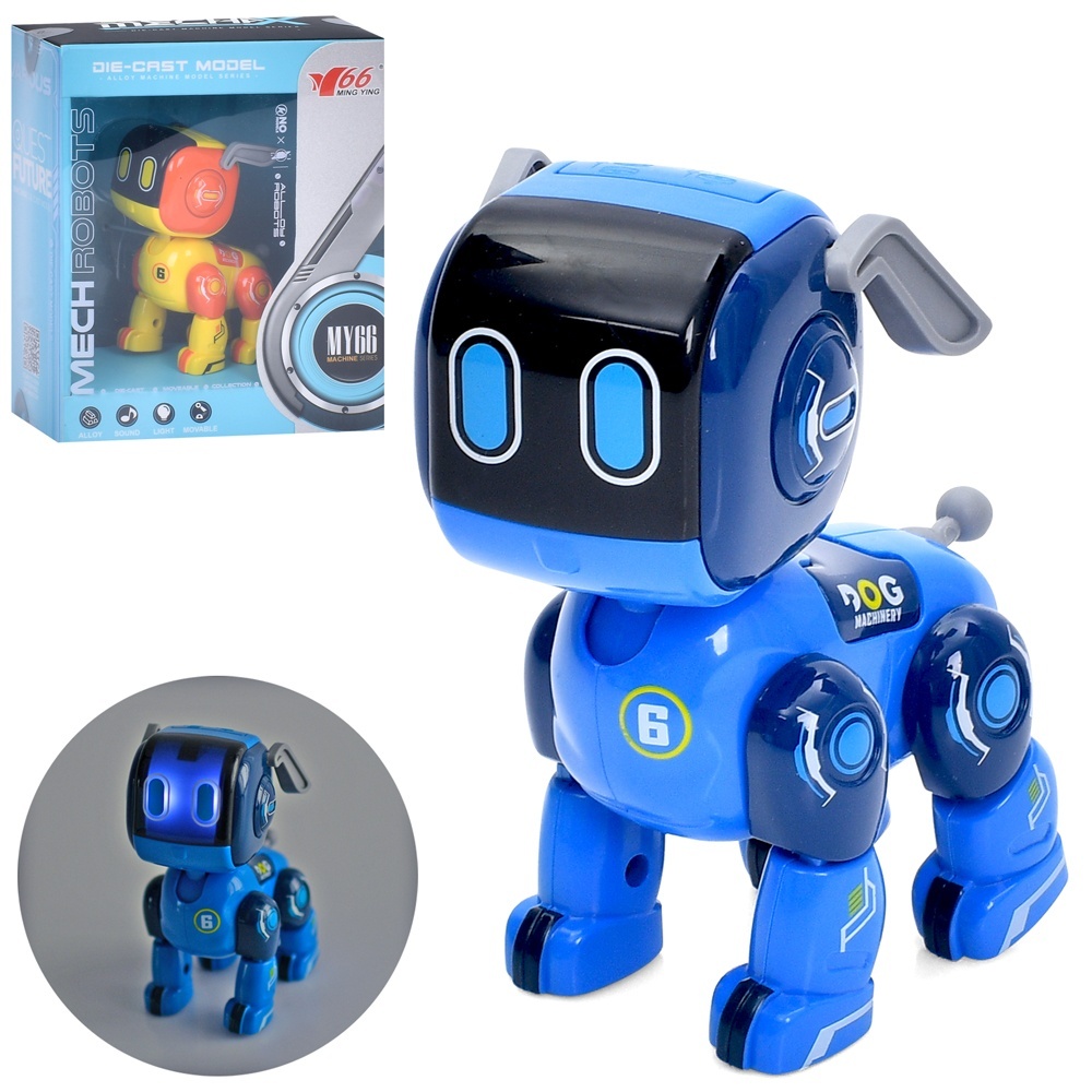 Тварина MY66-J1209 собака, рух. лапи-тріскачки,мет.+пласт.,2 кольори,муз.,світло,бат.,кор.,16-19-8см