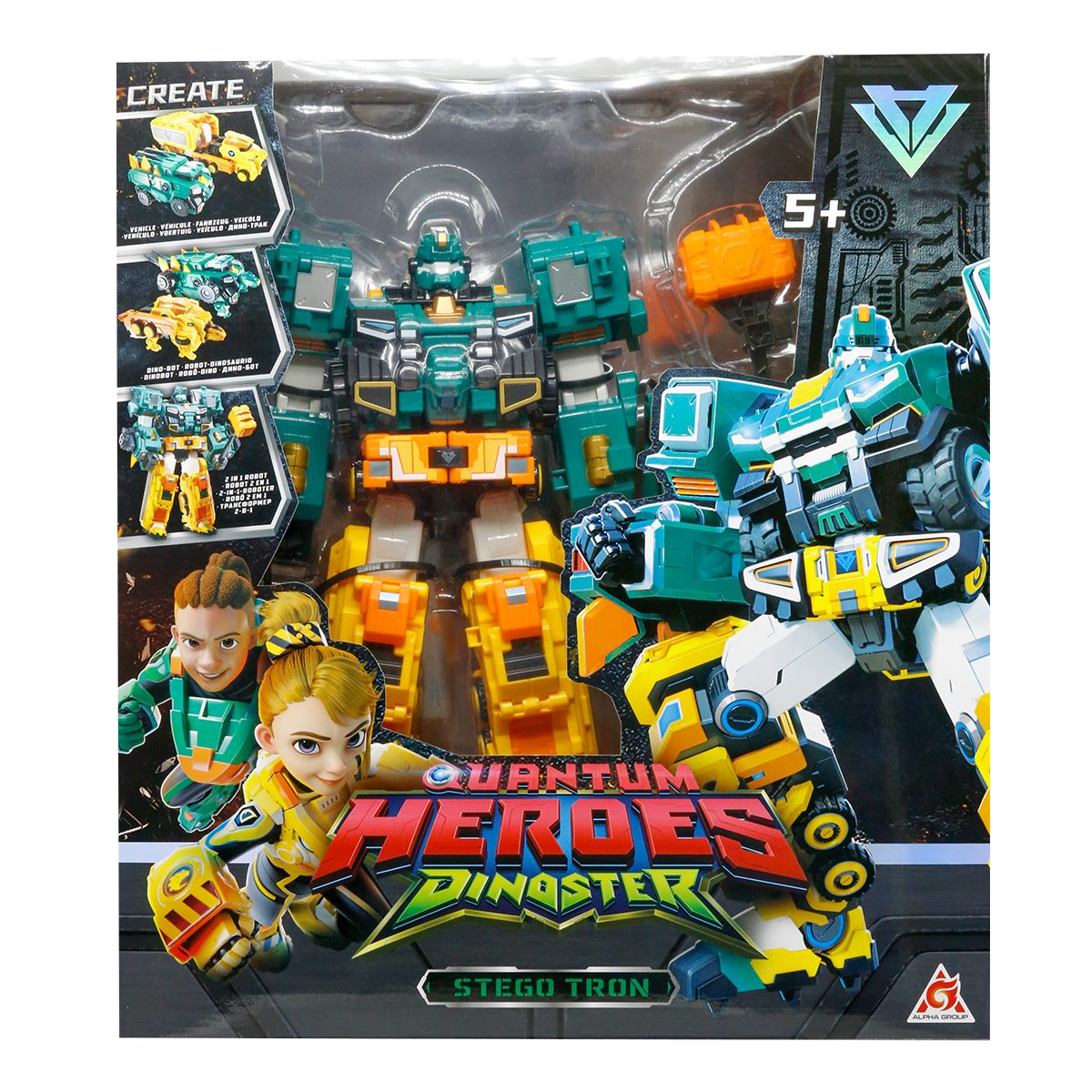 Ігровий набір з роботом-трансформером DINOSTER - СТЕГО ТРОН (2 машини, динозаври)