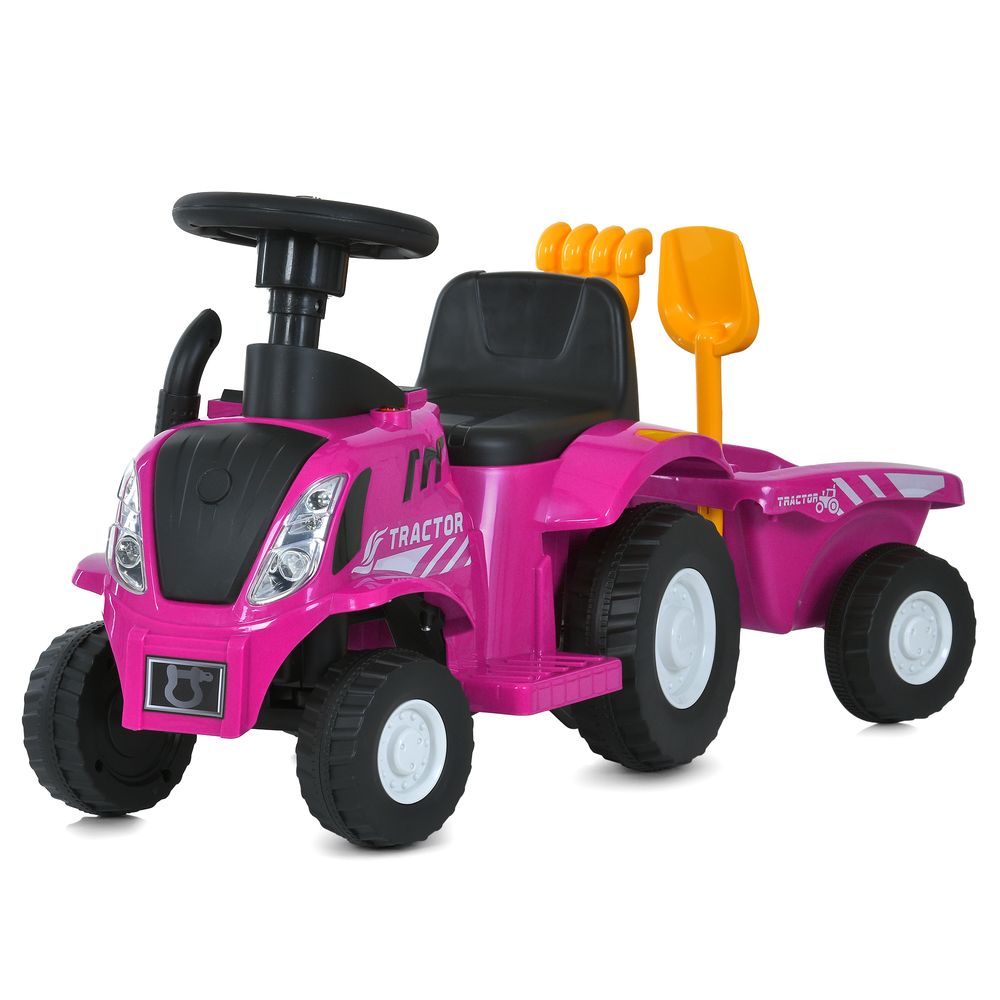 Трактор M 6153B-8 2-в-1(каталка-толокар з причепом), 1*6V4,5AH, 1*25W, MP3, USB, BT, TF,муз.,рожевий
