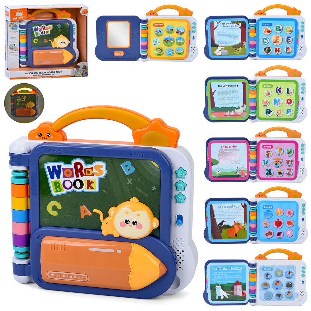 Гра YK7013A електронна книга, інтерактивна, розвиваюча, Натисни та навчайся, муз.,світло,бат.,кор.