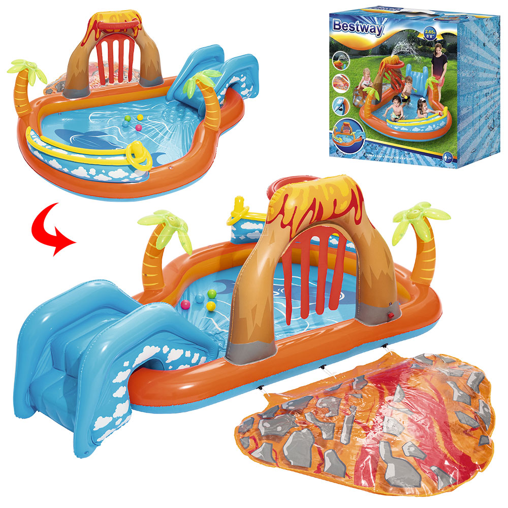 Басейн BW 53069 Лагуна,265-265-104см,гірка,бризки,ремкомплект,в кор.