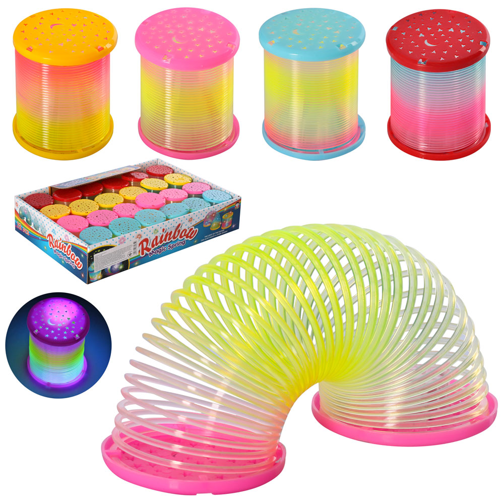 Пружинка D1219-T1 світло, бат. (табл.), 24 шт. (4 кольори) в диспл., 30,5-6-22см.