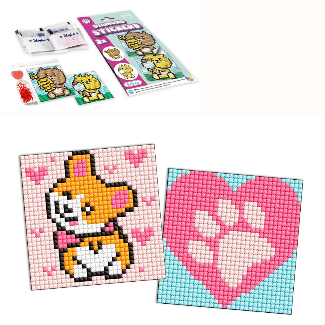 Набір з алмазною мозаїкою на самоклеючій основі для дітей "Коргі" 9x9см