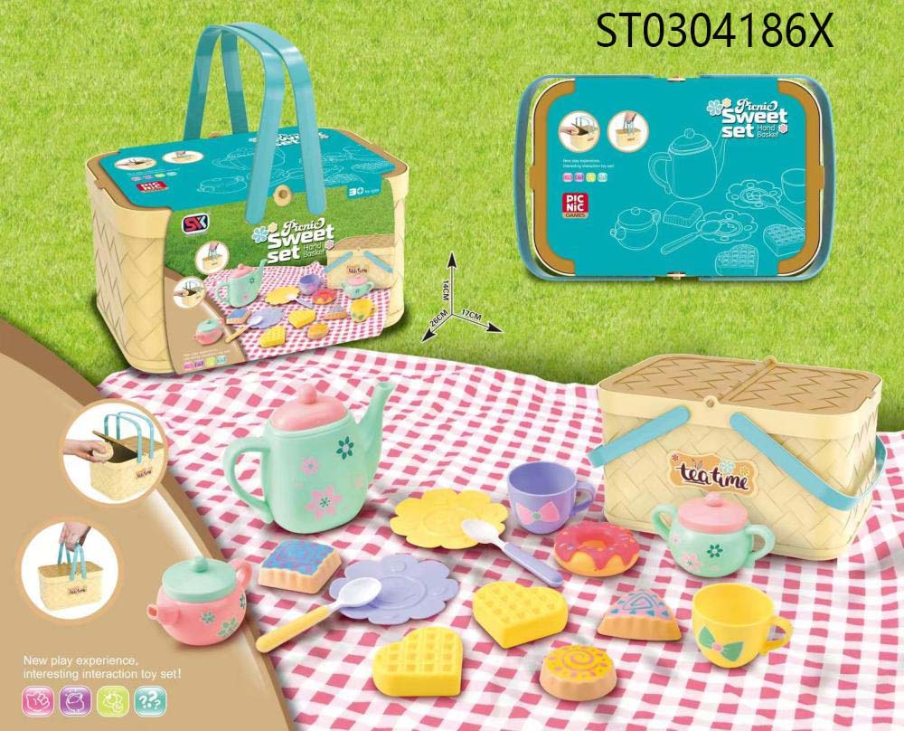 Набір посуду SK54C набір для пікніка,чайний сервіз на 2 персони,солодощі,скатерт.,кошик,25-13,5-17см