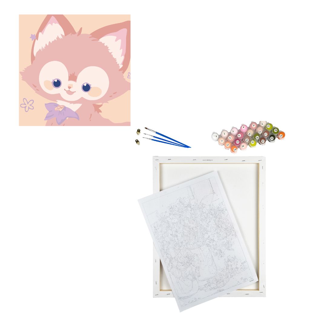 Набір для розпису по номерах Миле лисеня Strateg розміром 20х20 см (HH7118)