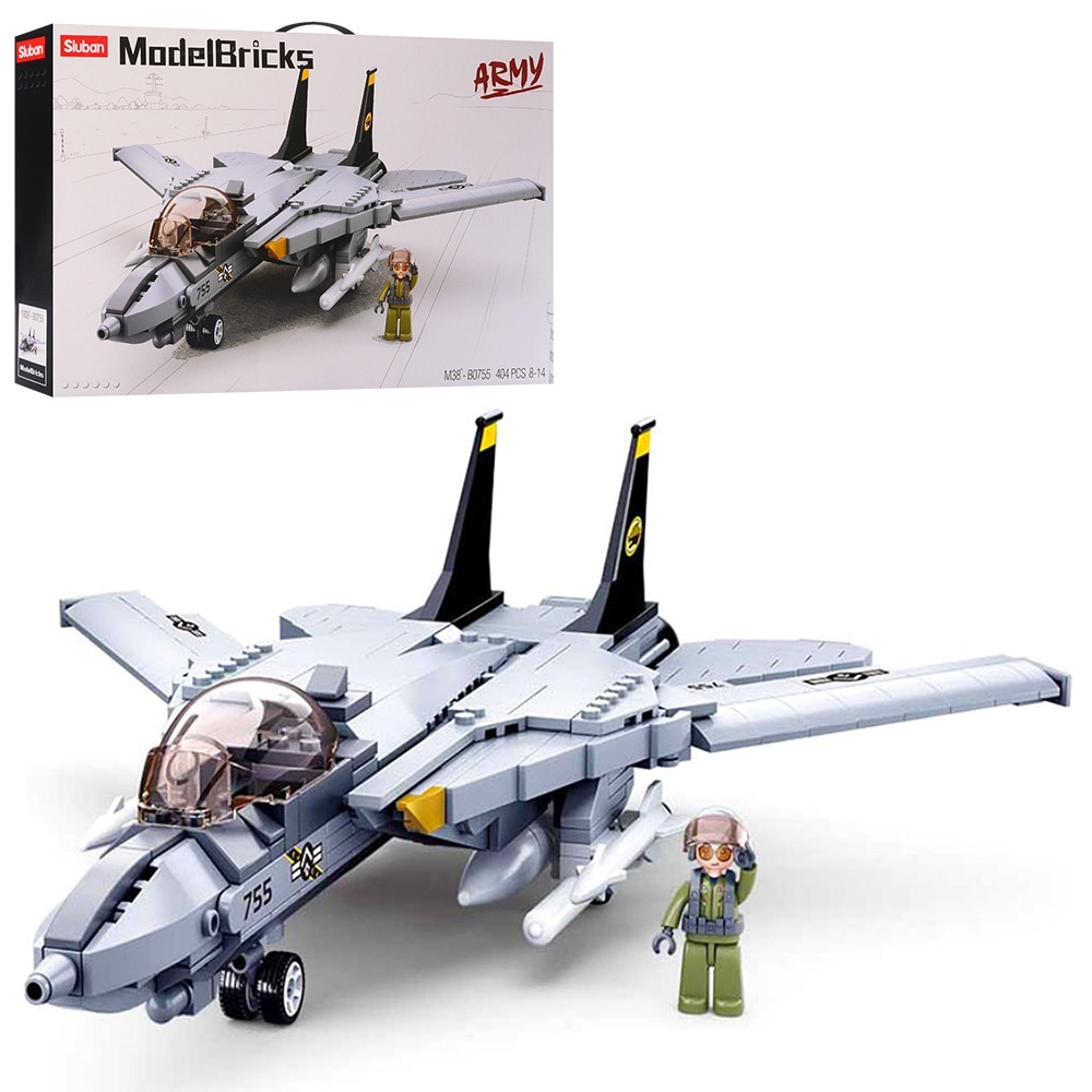 Конструктор SLUBAN M38-B0755 "Model Bricks": Військовий літак F14, 404 дет.