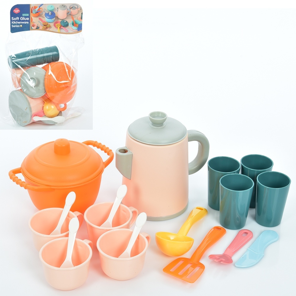 Набір посуду HG-9037 кастрюля,чайник,ложка,ніж,виделка,стаканчики 4шт.,чашки 4шт.,кул.,18,5-33-10см.