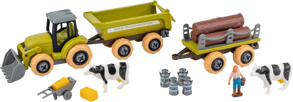 Ігровий набір OTAMANKO Веселый хутор (трактор з двома прицепами і фермер з коровами)