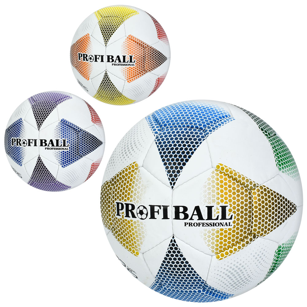 М'яч футбольний 2500-306 (30шт) розмір 5,  ПУ1, ручна робота, 32 панелі, 410-430г, 3 кольори, в пакеті